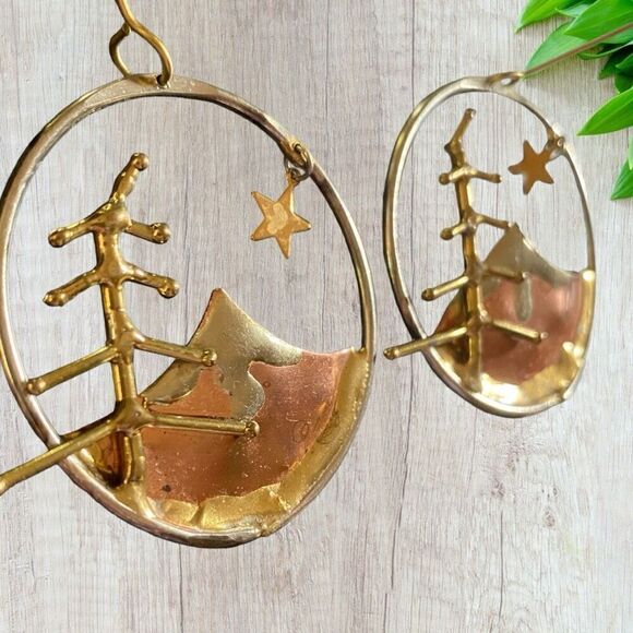 Handmade Copper Earrings Wilderness Trees Mountains - Picture 7 of 10